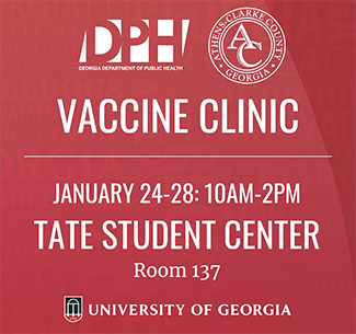 ACC DPH COVID-19 Vaccine Clinic, January 24-28, 2022, 10am-2pm, Tate Student Center, room 137